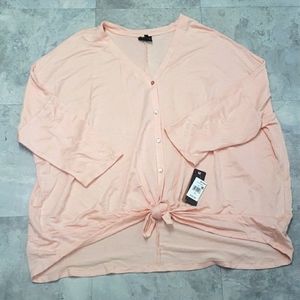 #10344-8 Women's 3/4 Sleeve Knot Front Sweatshirt,baby french,2X.